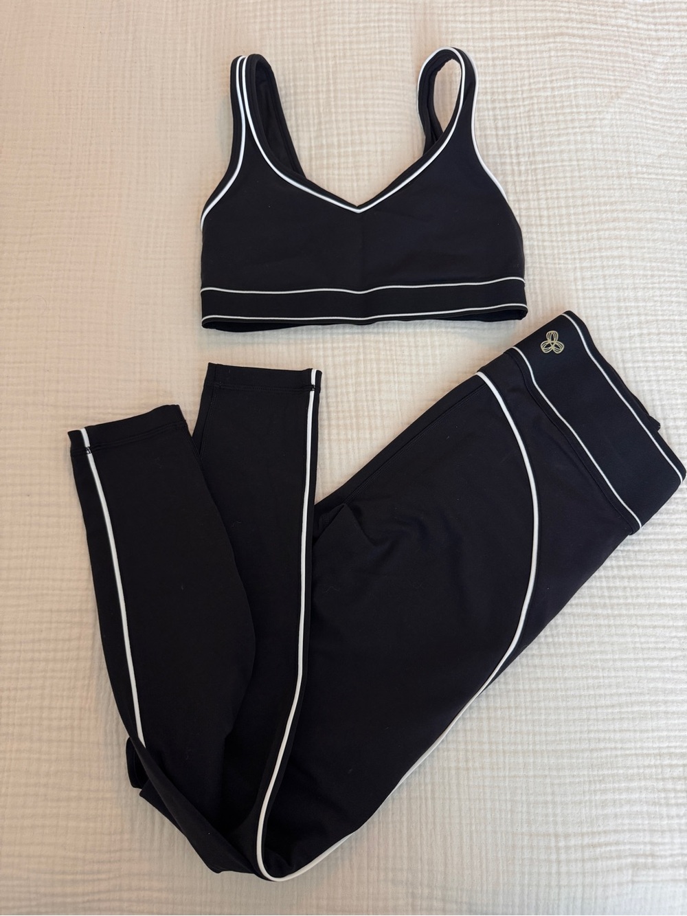 Aritzia Black Piped Active Sports Bra & Leggings Set - Unbranded